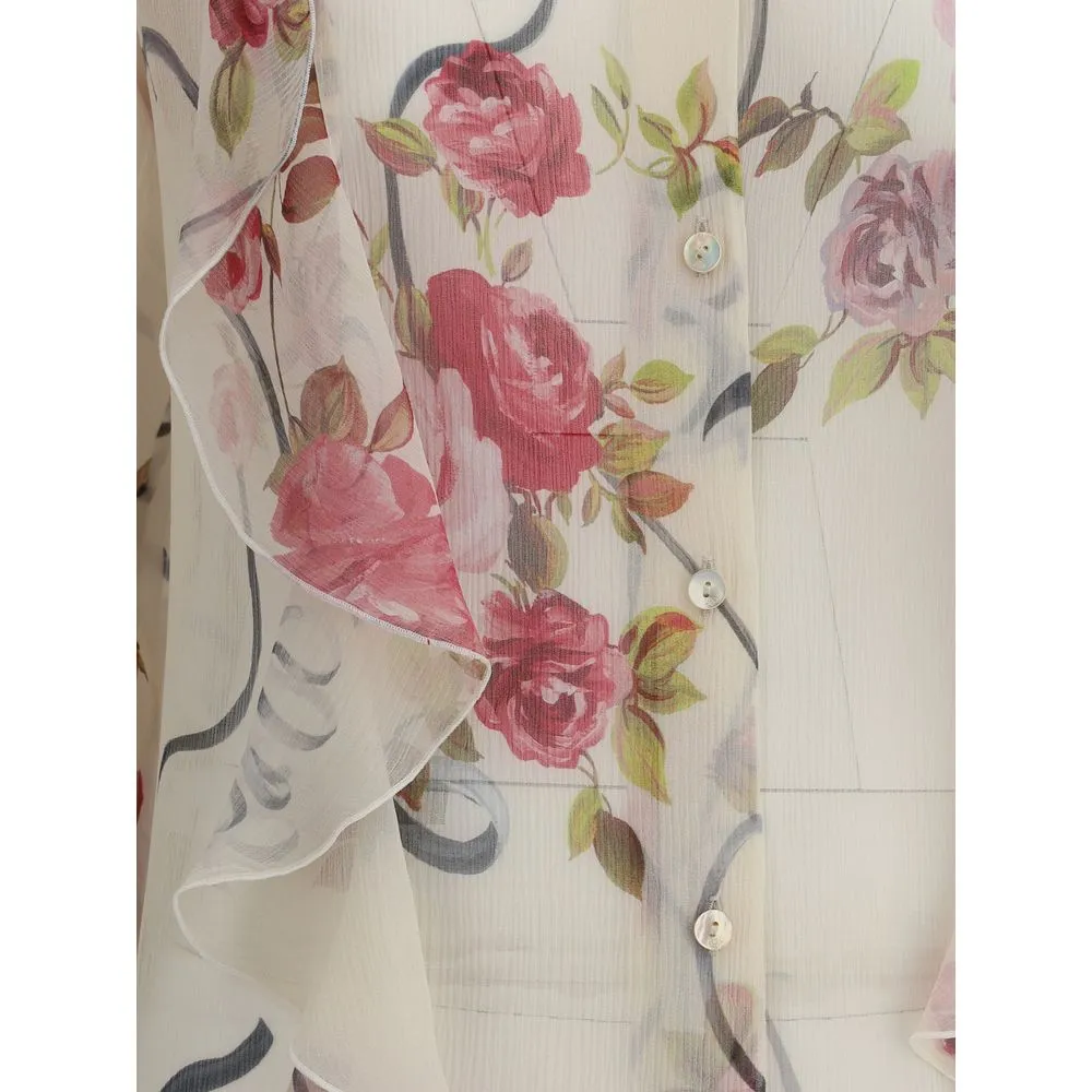 Blumarine Women's Floral silk chiffon Shirt