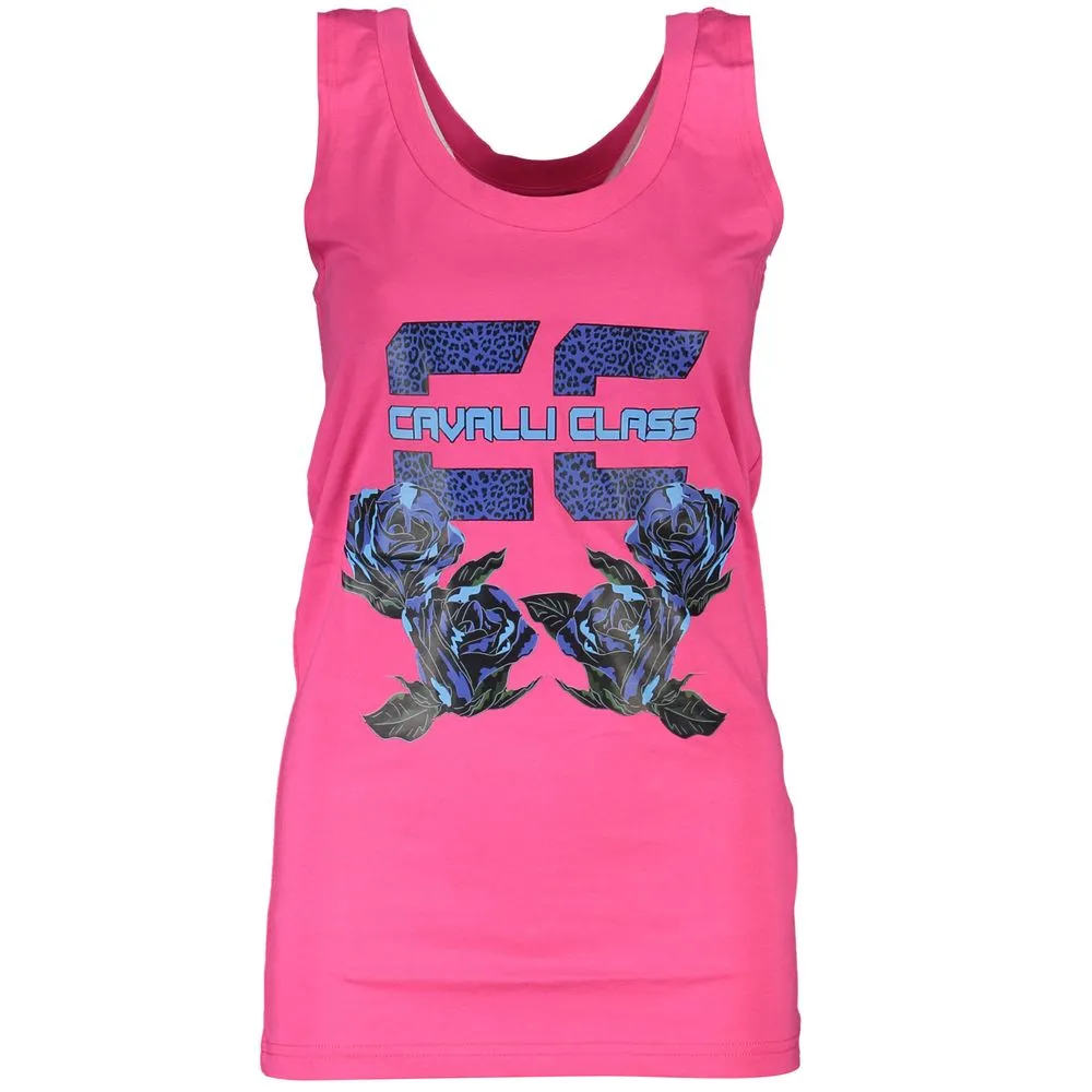 Cavalli Class Pink Cotton Women Tank Top