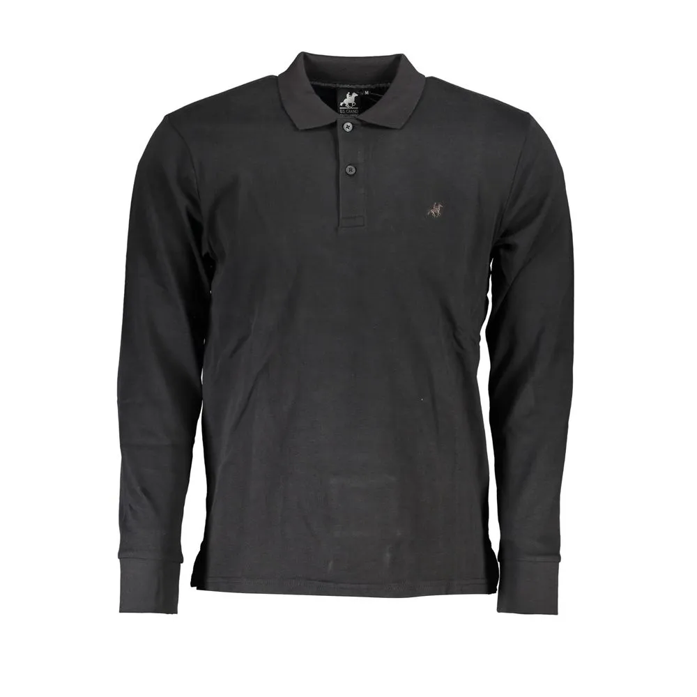 U.S. Grand Polo Men's Black Cotton Polo Shirt