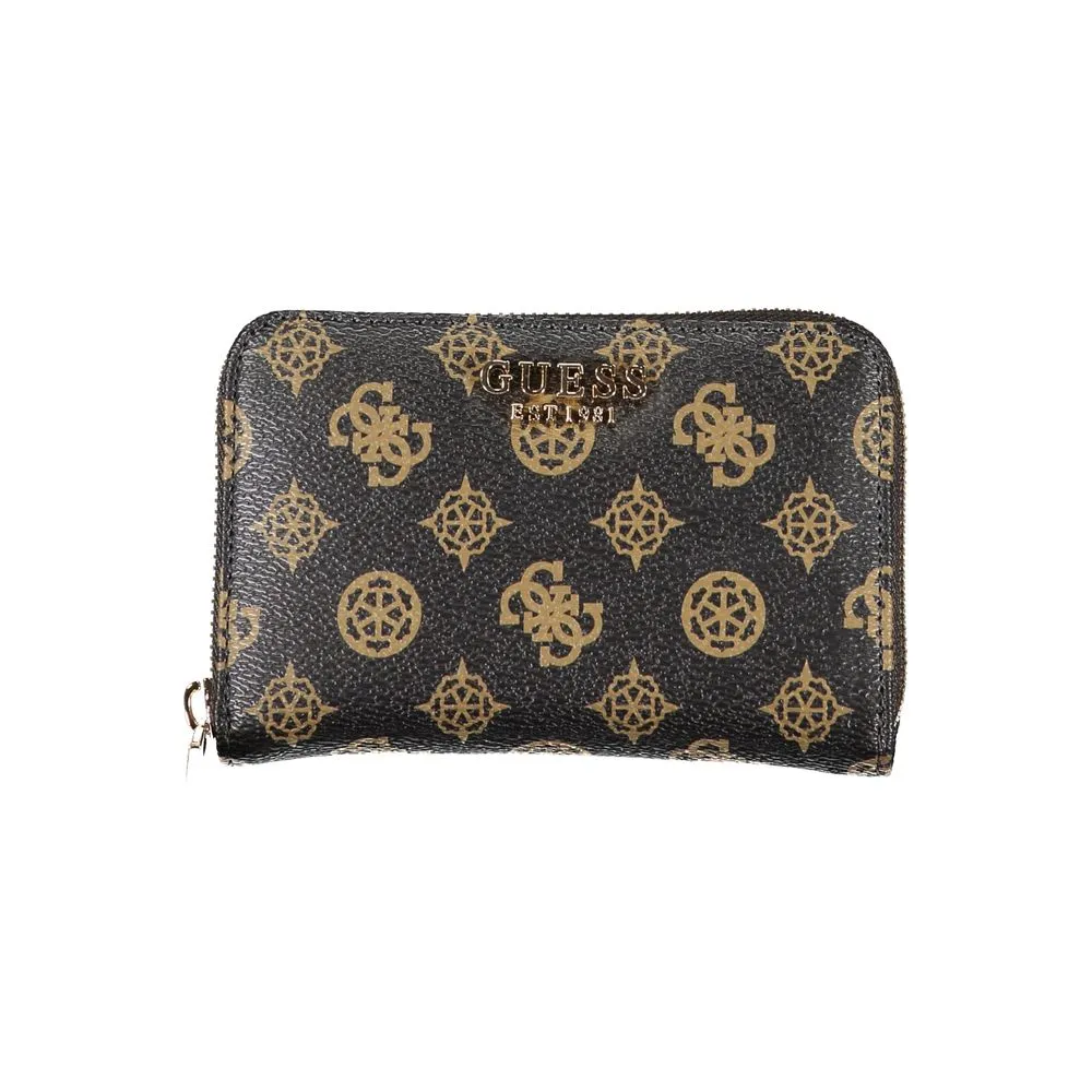 Guess Jeans Women's Chic Brown Polyethylene Wallet with Logo Detail