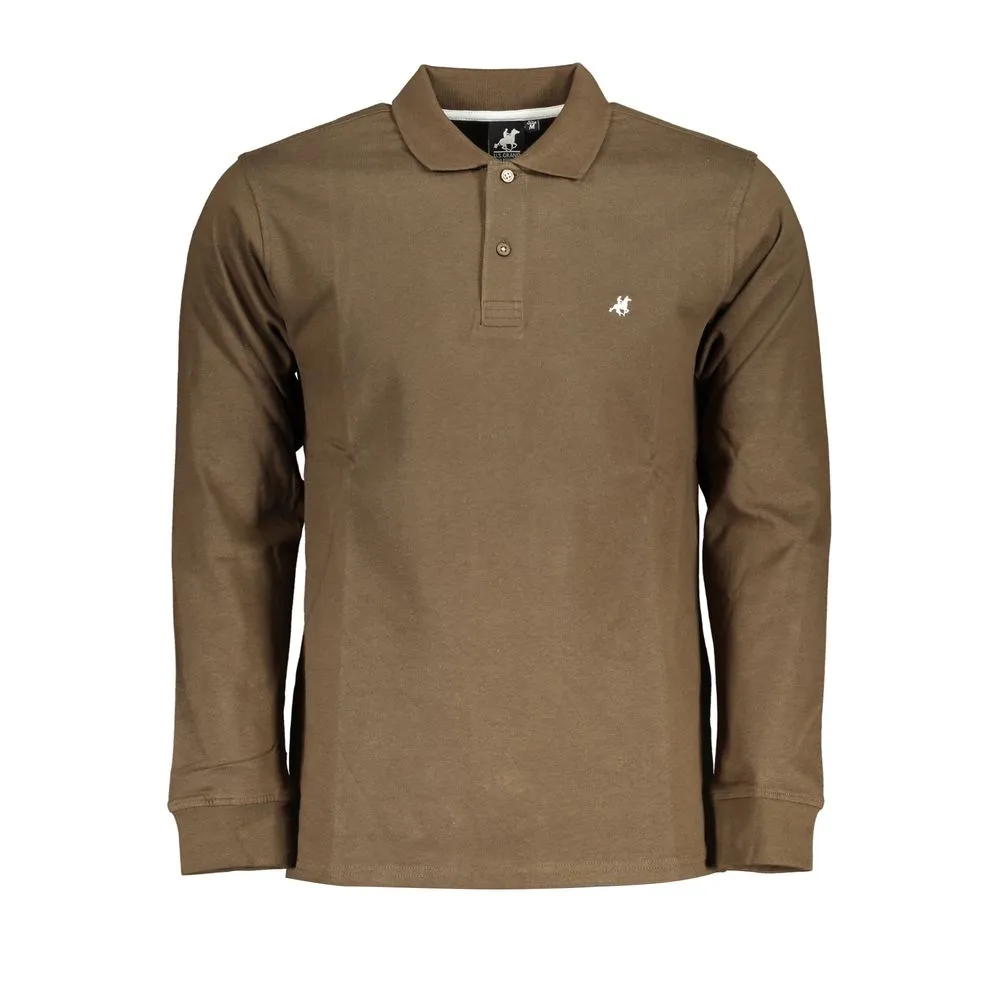 U.S. Grand Polo Men's Elegant Long-Sleeved Brown Polo for Men