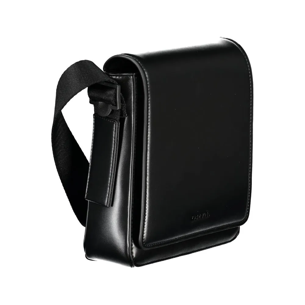 Calvin Klein Men's Sleek Black Shoulder Bag with Logo Detail