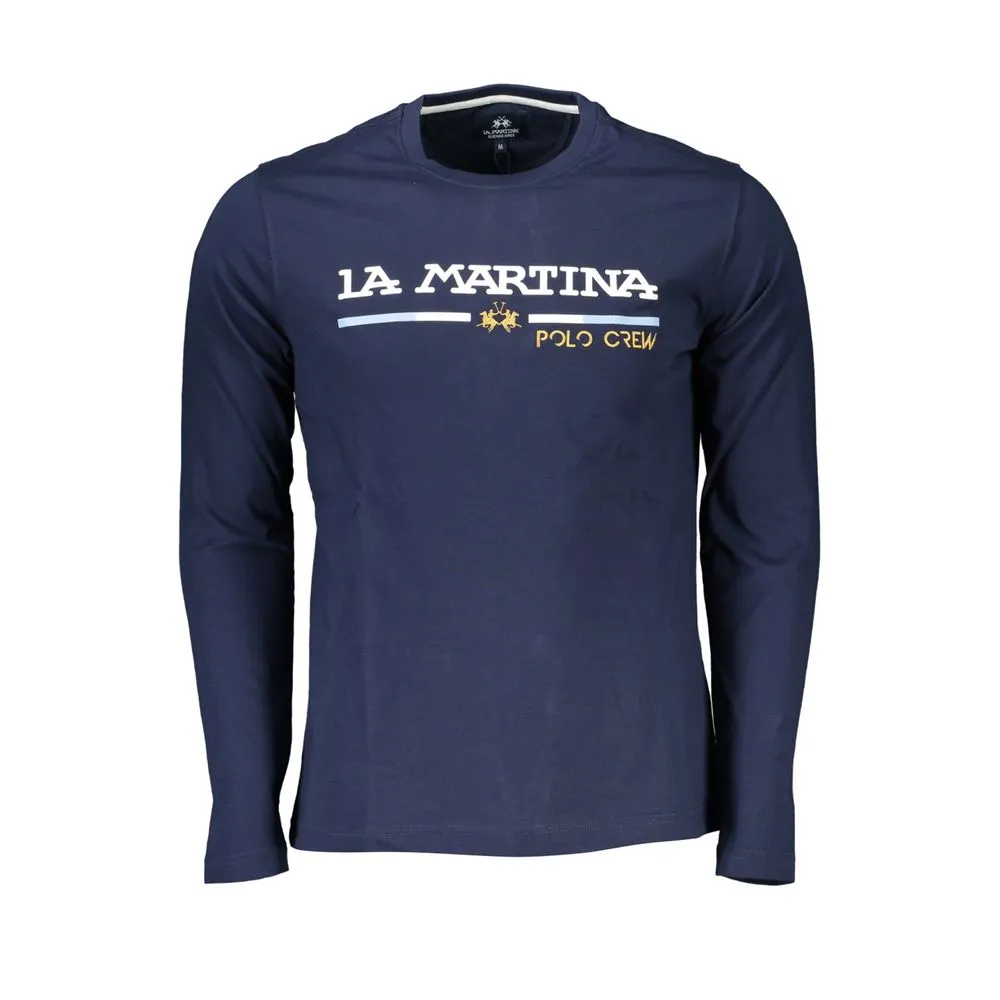 La Martina Men's Chic Blue Crew Neck Embroidered T-Shirt