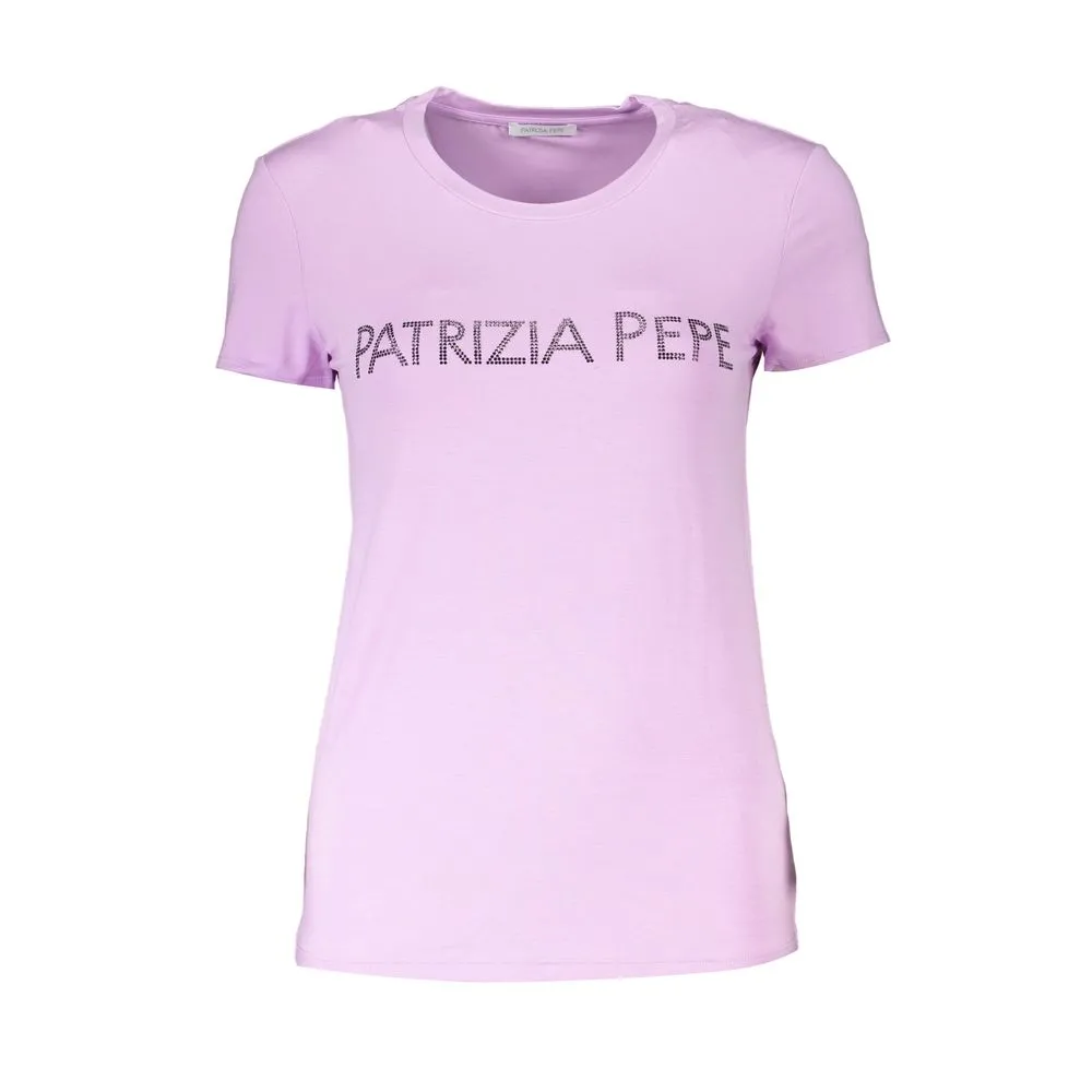 Patrizia Pepe Women's Purple Rhinestone Crew Neck Tee