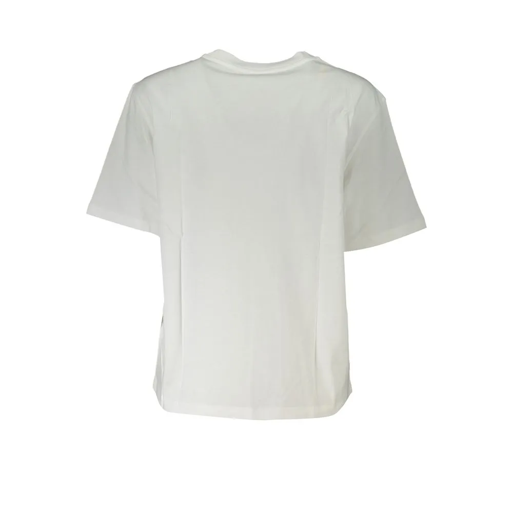 Patrizia Pepe Women's Elegant Short Sleeve Crew Neck T-Shirt with Rhinestone Detail