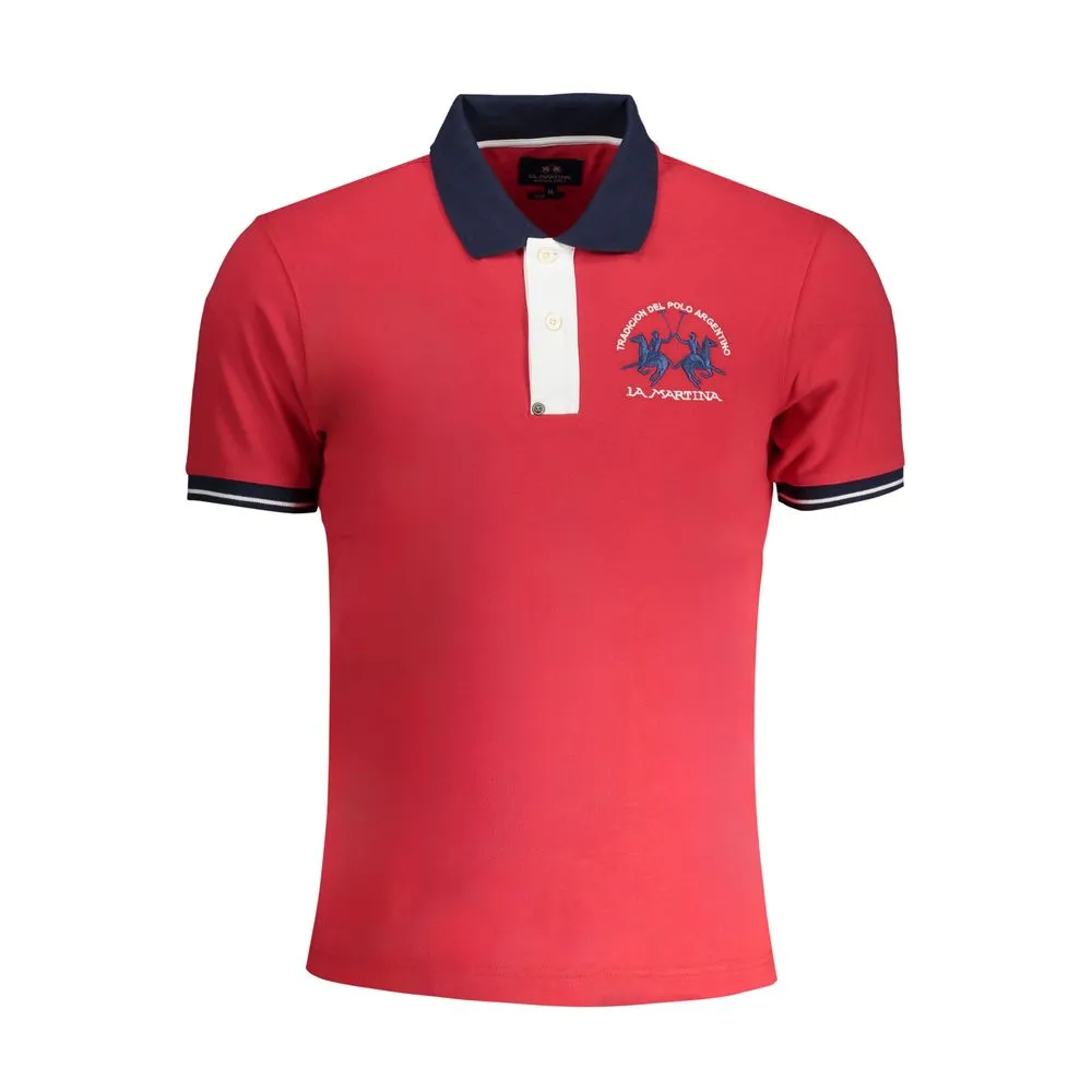 La Martina Men's Red Cotton Polo Shirt