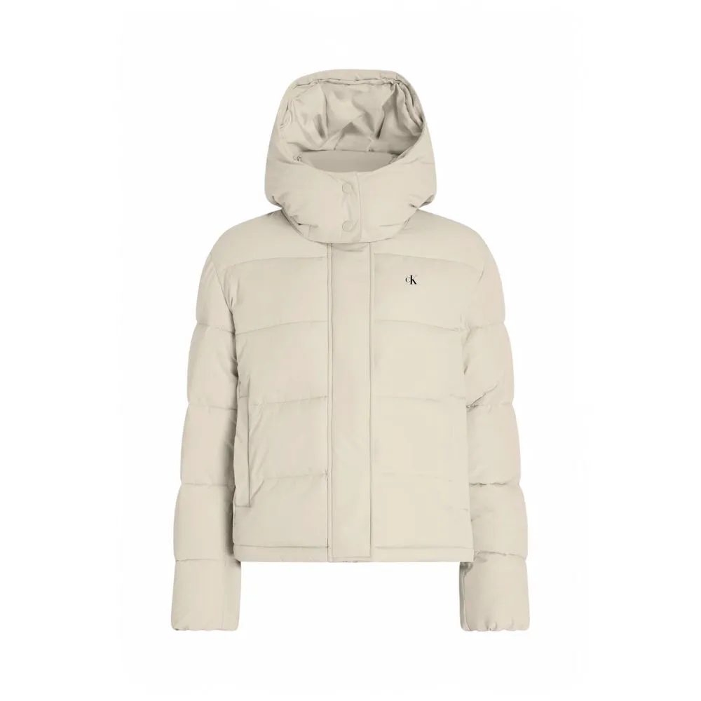 Calvin Klein Jeans Women's Beige Polyester Polyester Jackets & Coat