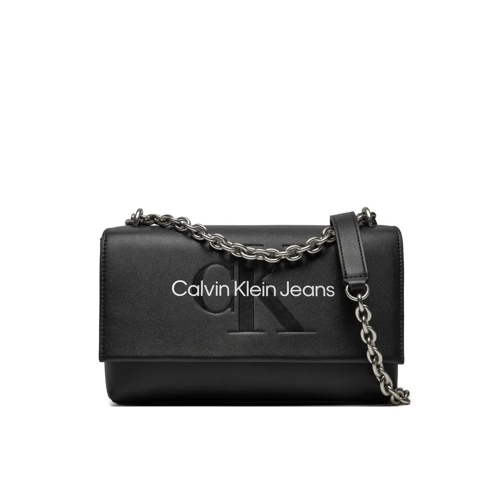 Calvin Klein Jeans Women's Black And White Synthetic Leather Handbag