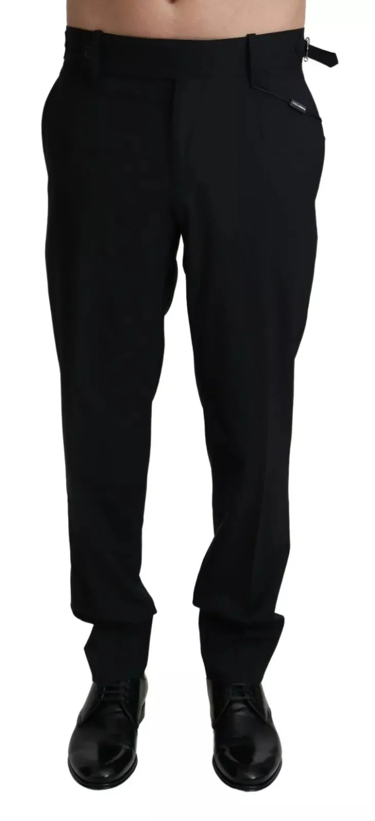 Dolce & Gabbana Men's Black Wool Stretch Dress Trouser Pants