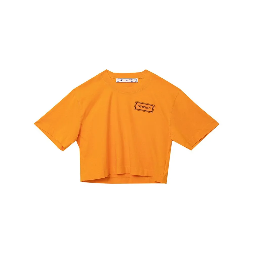 Off-White Women's Orange Cotton Statement Top for Women