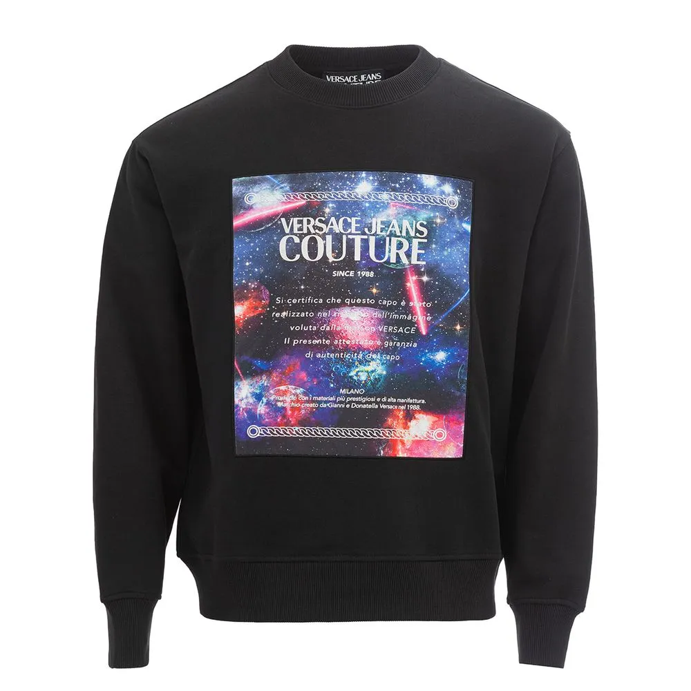 Versace Jeans Men's Sleek Black Cotton Sweater for Men