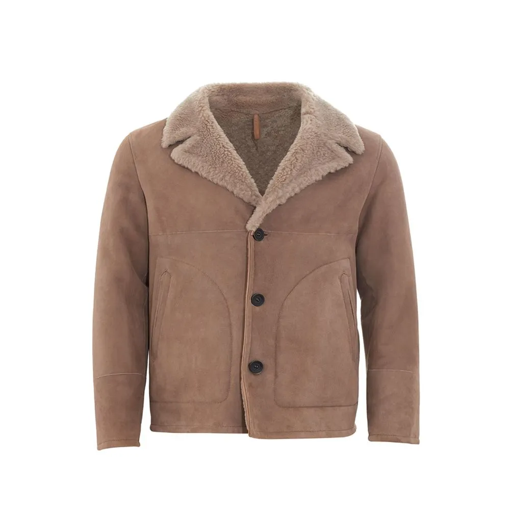 Herno Men's Elegant Brown Leather Jacket for Men