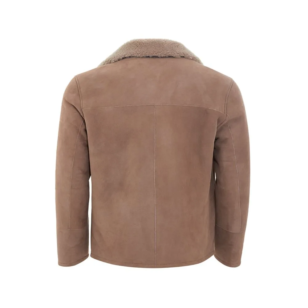 Herno Men's Elegant Brown Leather Jacket for Men