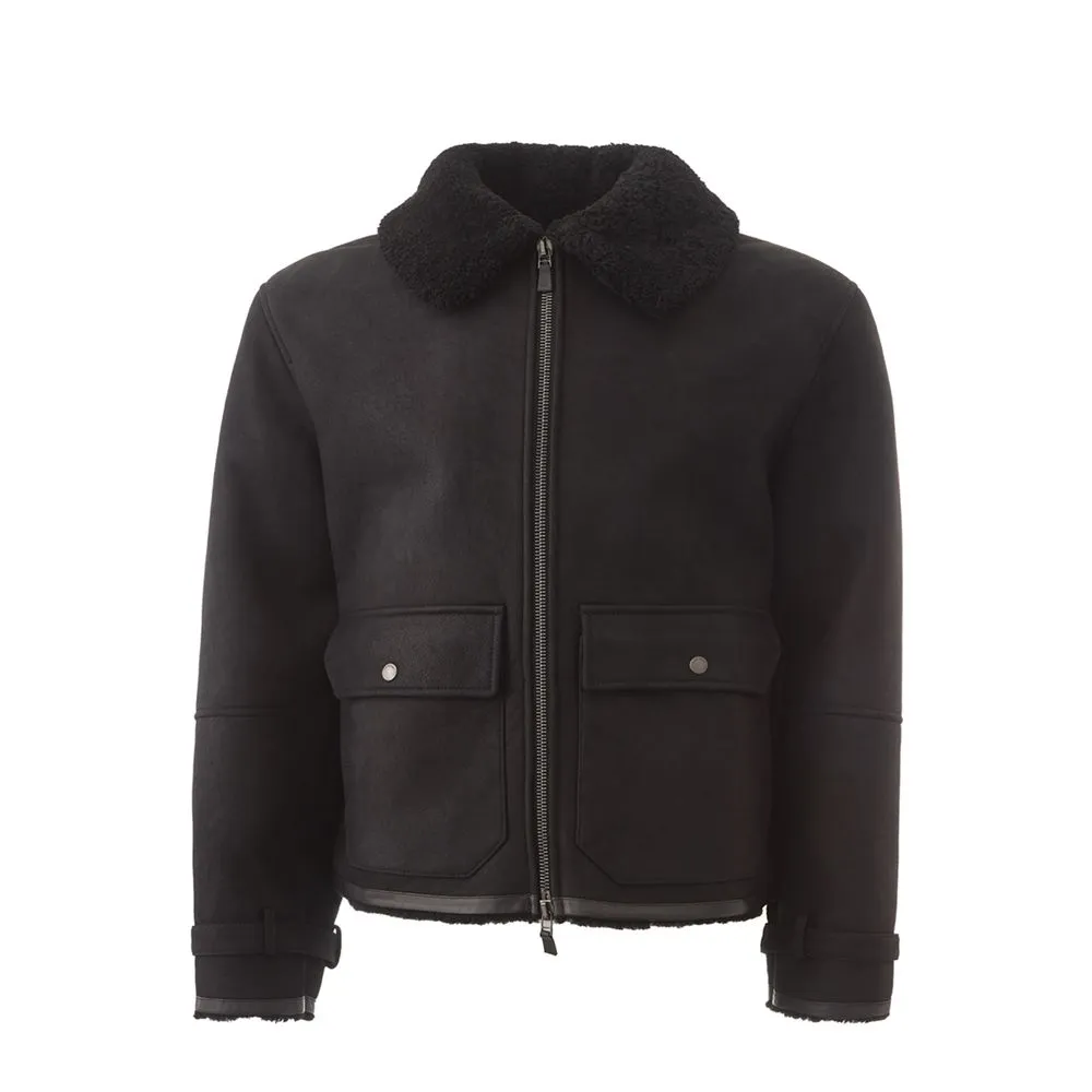 Lardini Men's Elegant Black Montone Leather Jacket