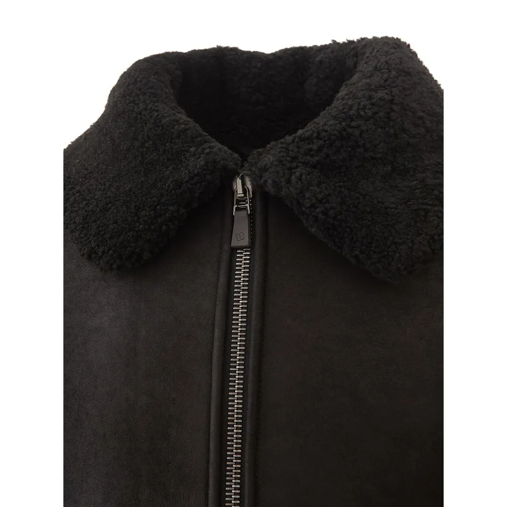 Lardini Men's Elegant Black Montone Leather Jacket