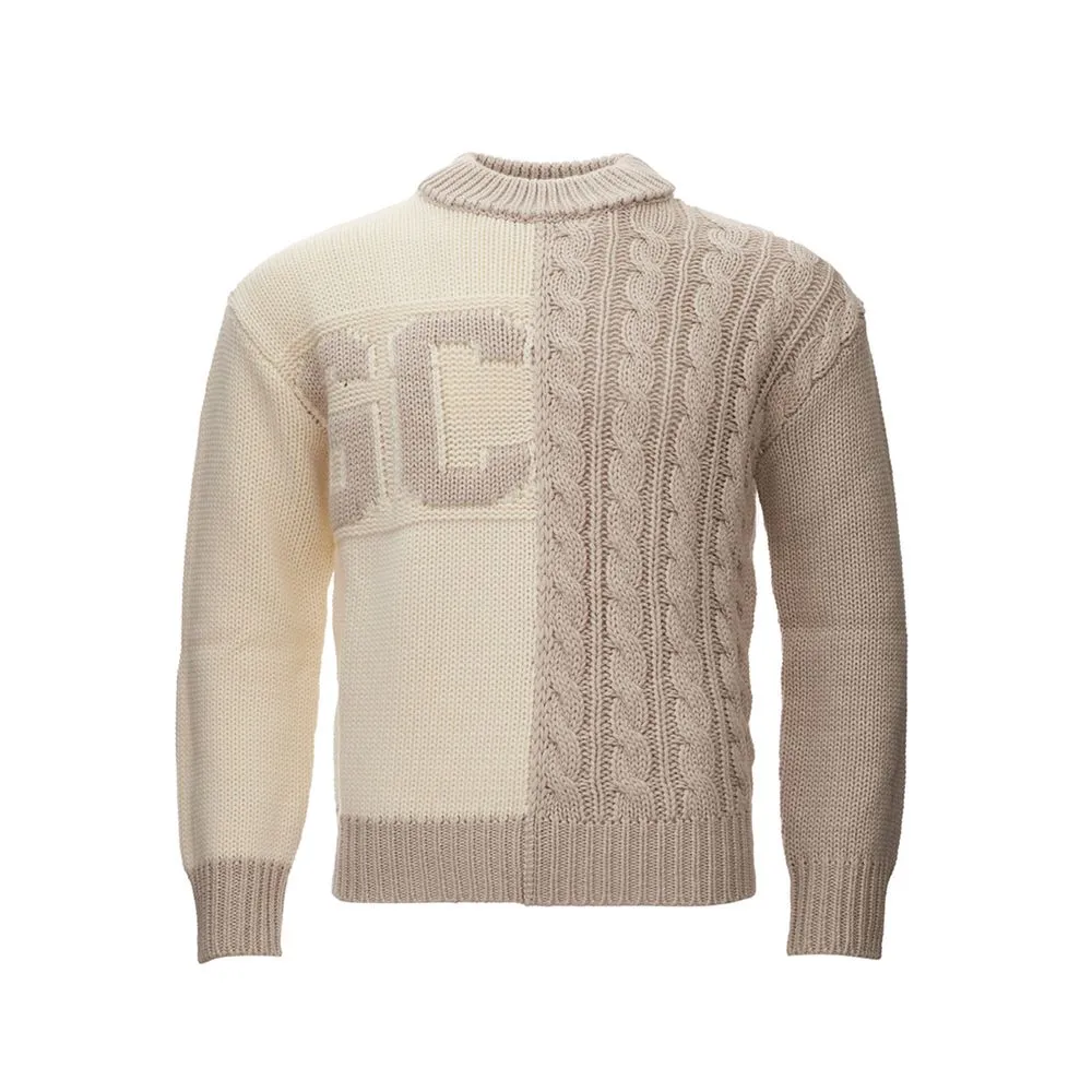 GCDS Men's Chic Beige Wool Sweater for the Stylish Man