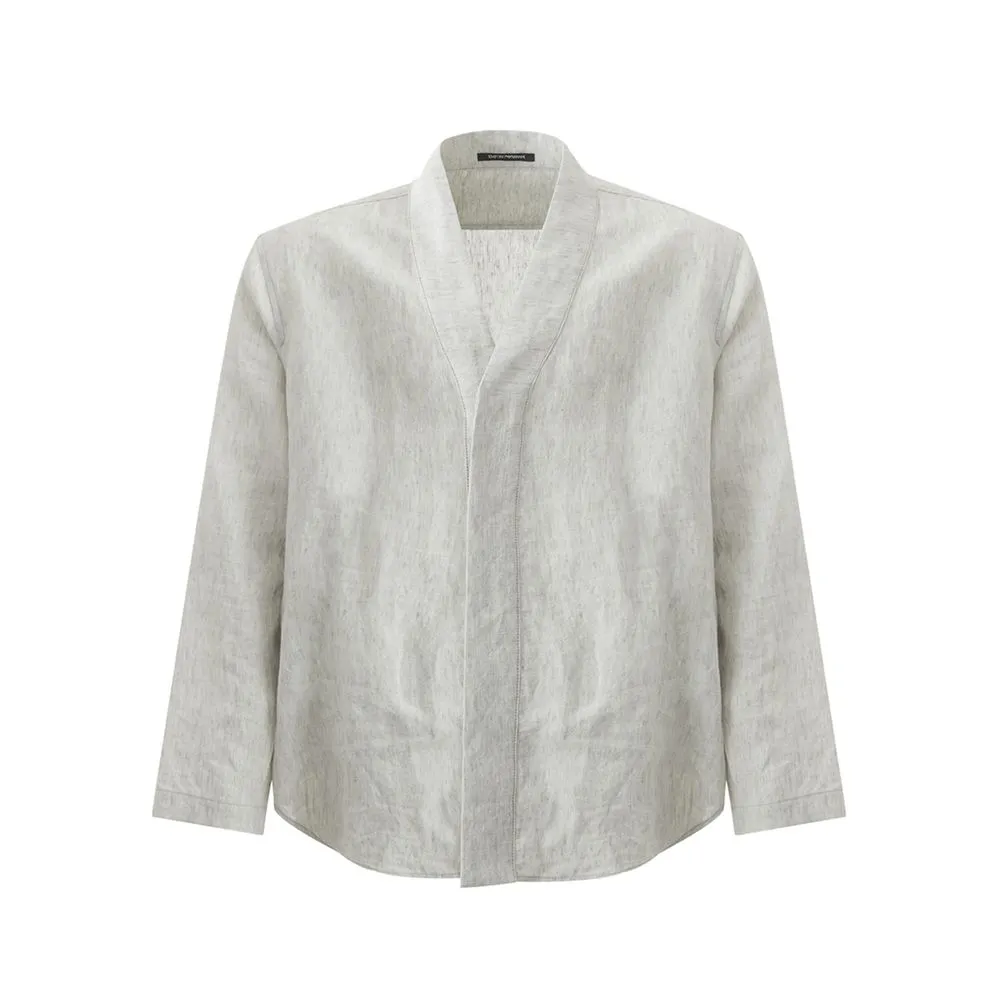 Emporio Armani Men's Elegant Gray Linen Jacket for Men