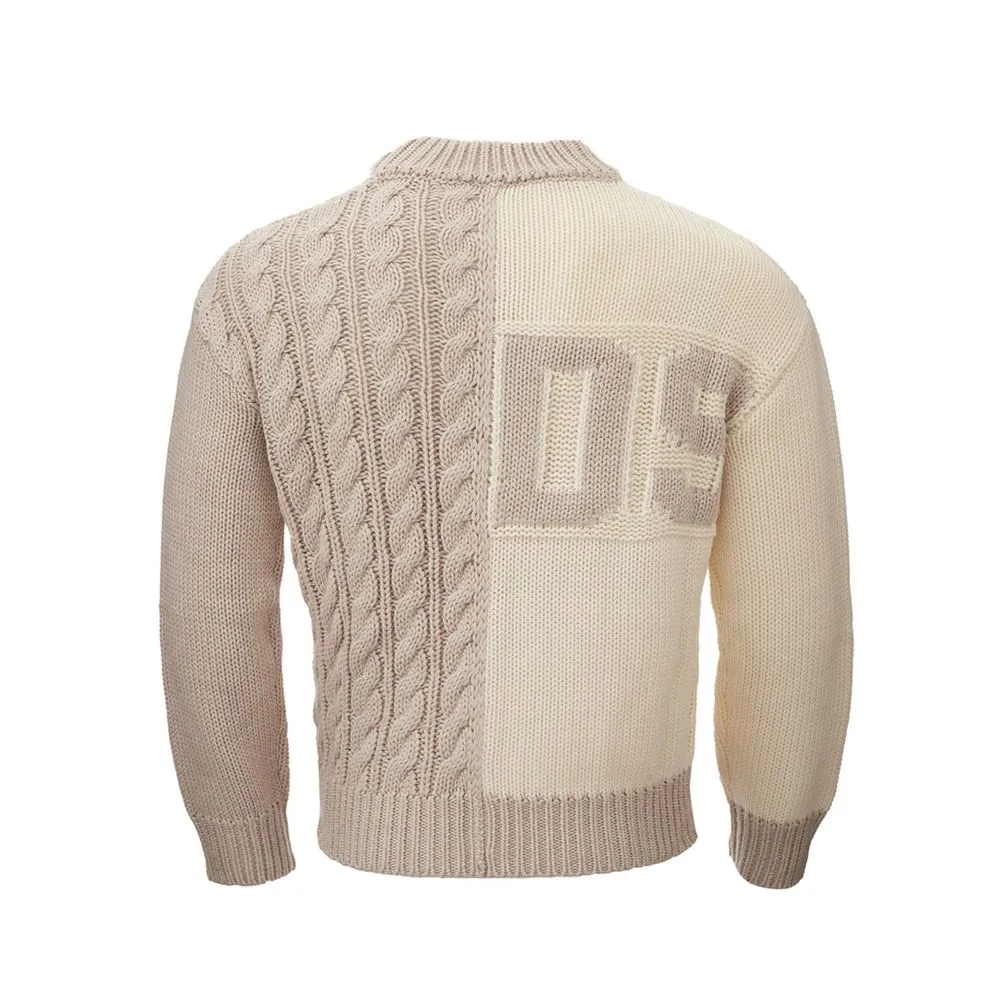 GCDS Men's Chic Beige Wool Sweater for the Stylish Man