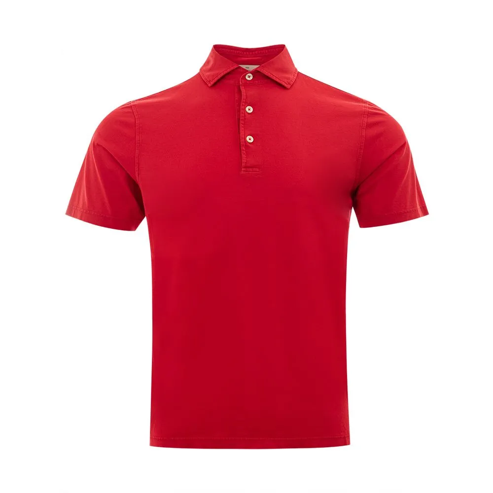 Gran Sasso Men's Elegant Cotton Polo in Ravishing Red