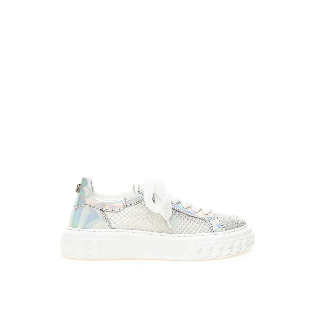 Casadei Women's Silver Eco Leather Chic Sneakers