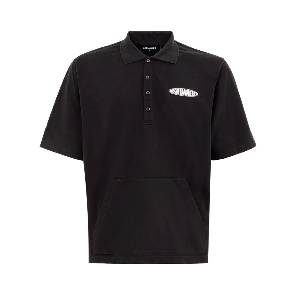 Dsquared² Men's Sleek Black Cotton Polo for Modern Men