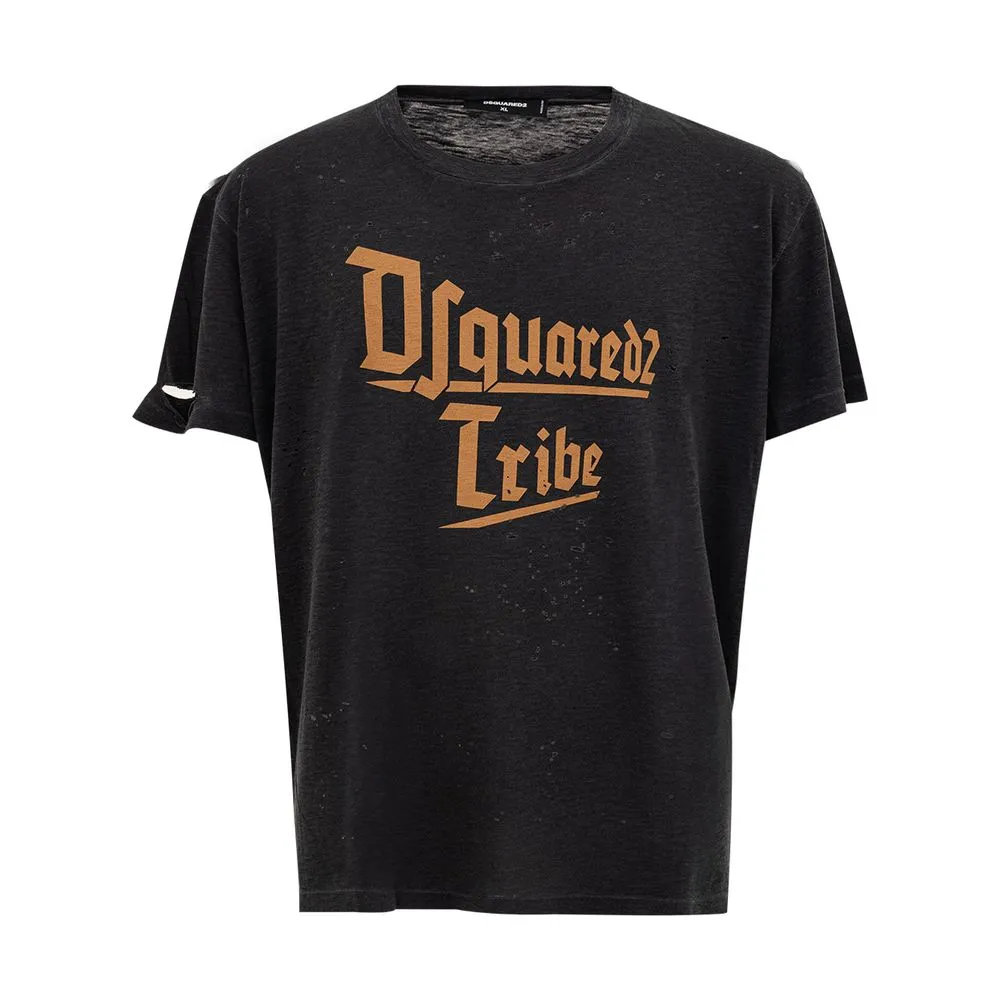 Dsquared² Men's Sleek Black Cotton Tee for the Modern Man