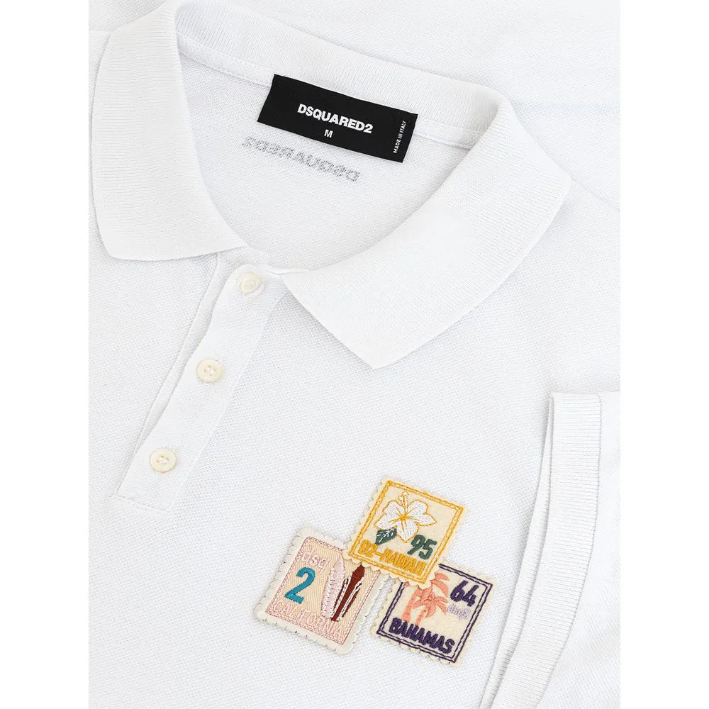 Dsquared² Men's Elegant White Cotton Polo Shirt for Men