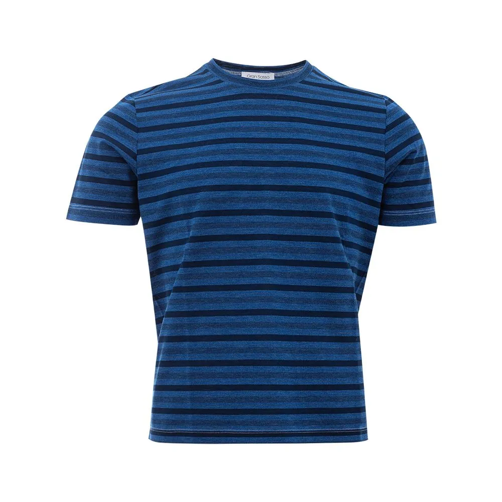 Gran Sasso Men's Elegant Blue Cotton Tee for Sophisticated Style