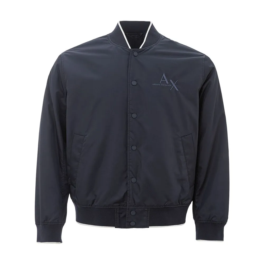 Armani Exchange Men's Elegant Blue Polyester Jacket
