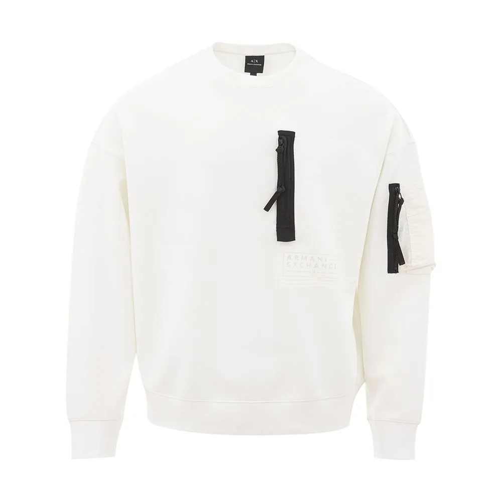 Armani Exchange Men's Elegant White Cotton Men's Sweater