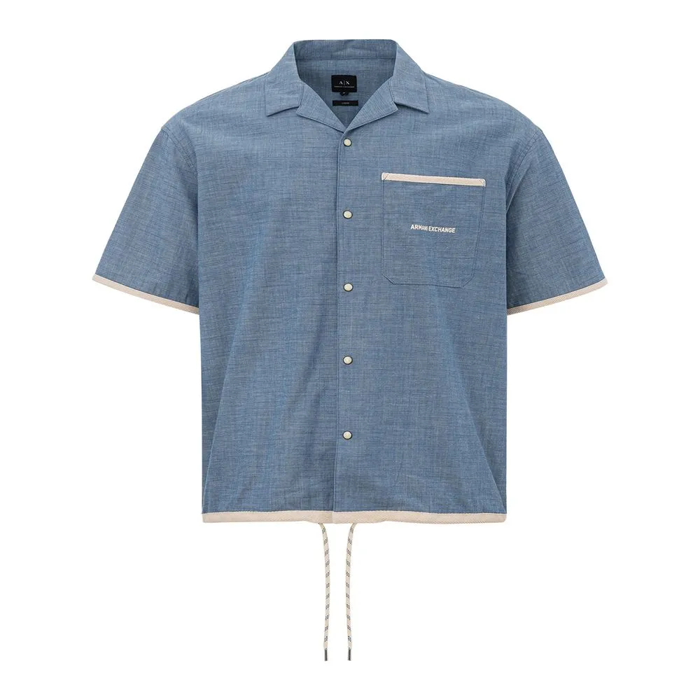 Armani Exchange Men's Elegant Light Blue Men's Cotton Shirt