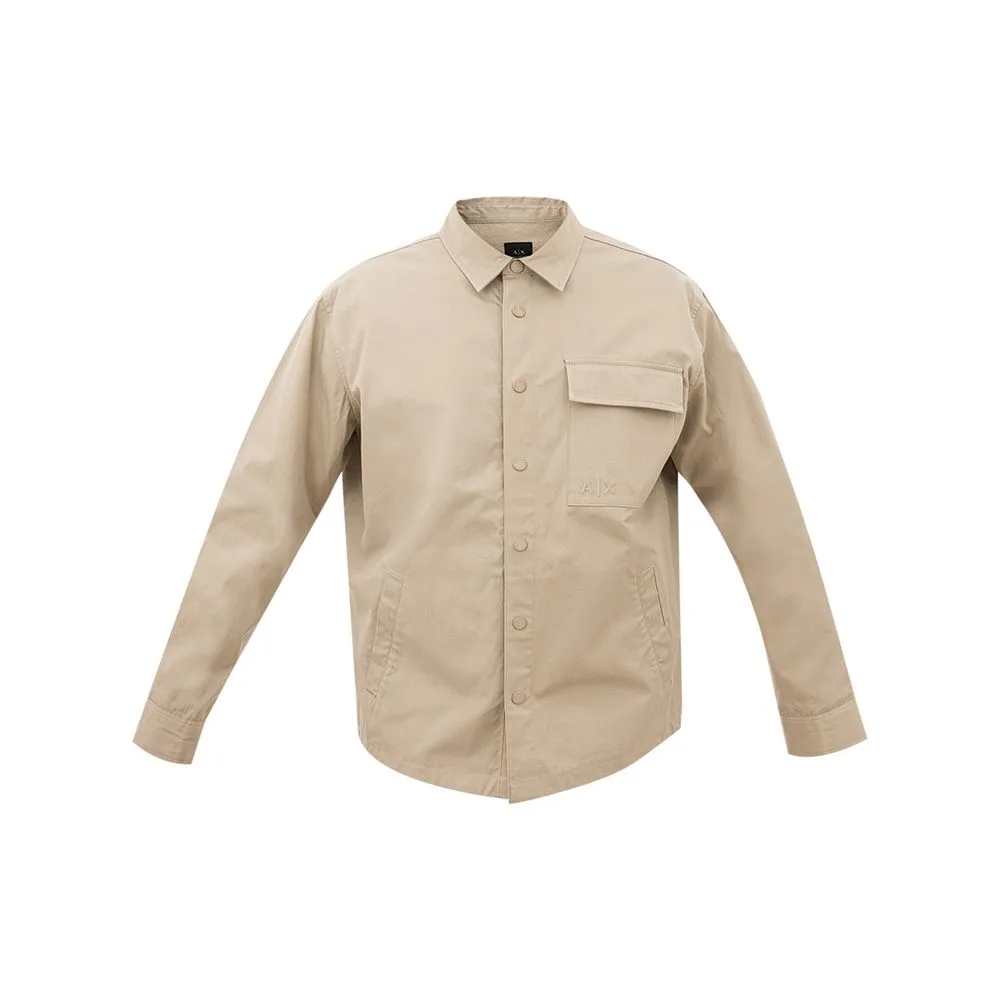 Armani Exchange Men's Elegant Beige Cotton Men's Shirt