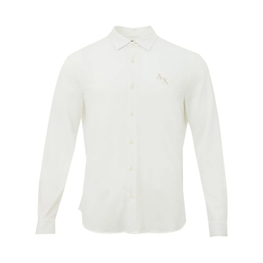 Armani Exchange Men's Elegant White Organic Cotton Shirt