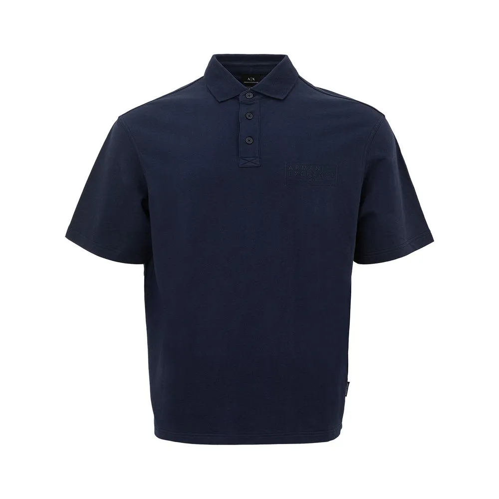 Armani Exchange Men's Sleek Blue Cotton Polo Shirt for Men