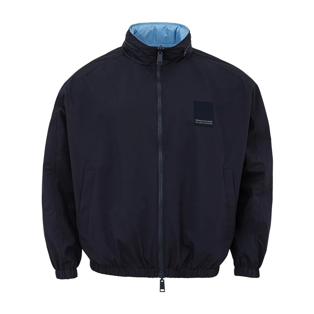 Armani Exchange Men's Elegant Blue Polyester Jacket for Men