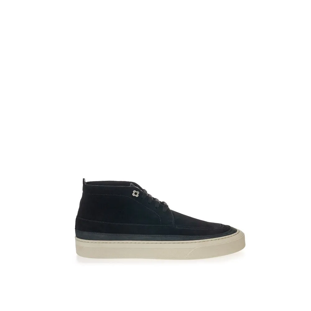 Lardini Men's Elegant Suede Sneakers in Timeless Black