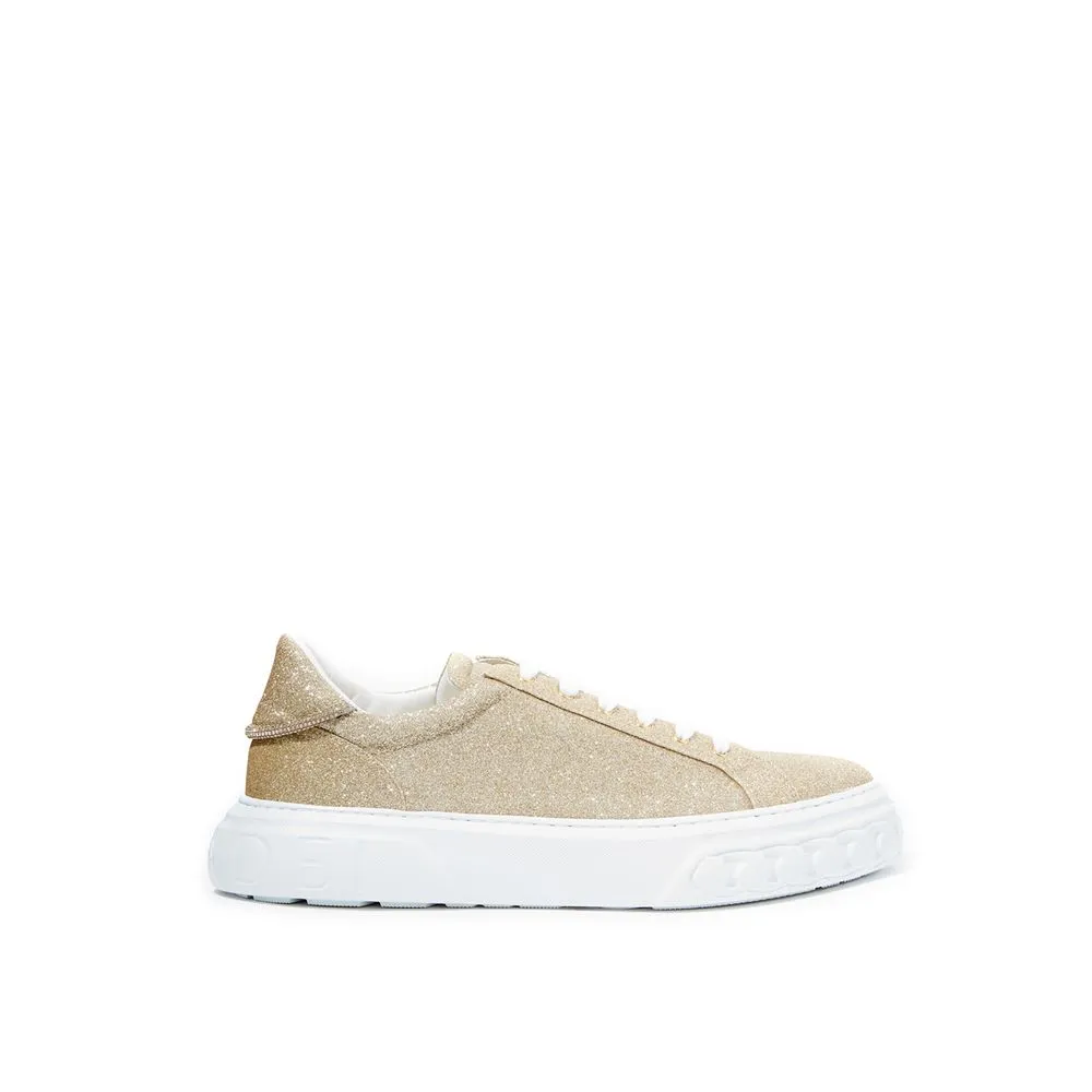 Casadei Women's Elegant Gold Leather Sneakers