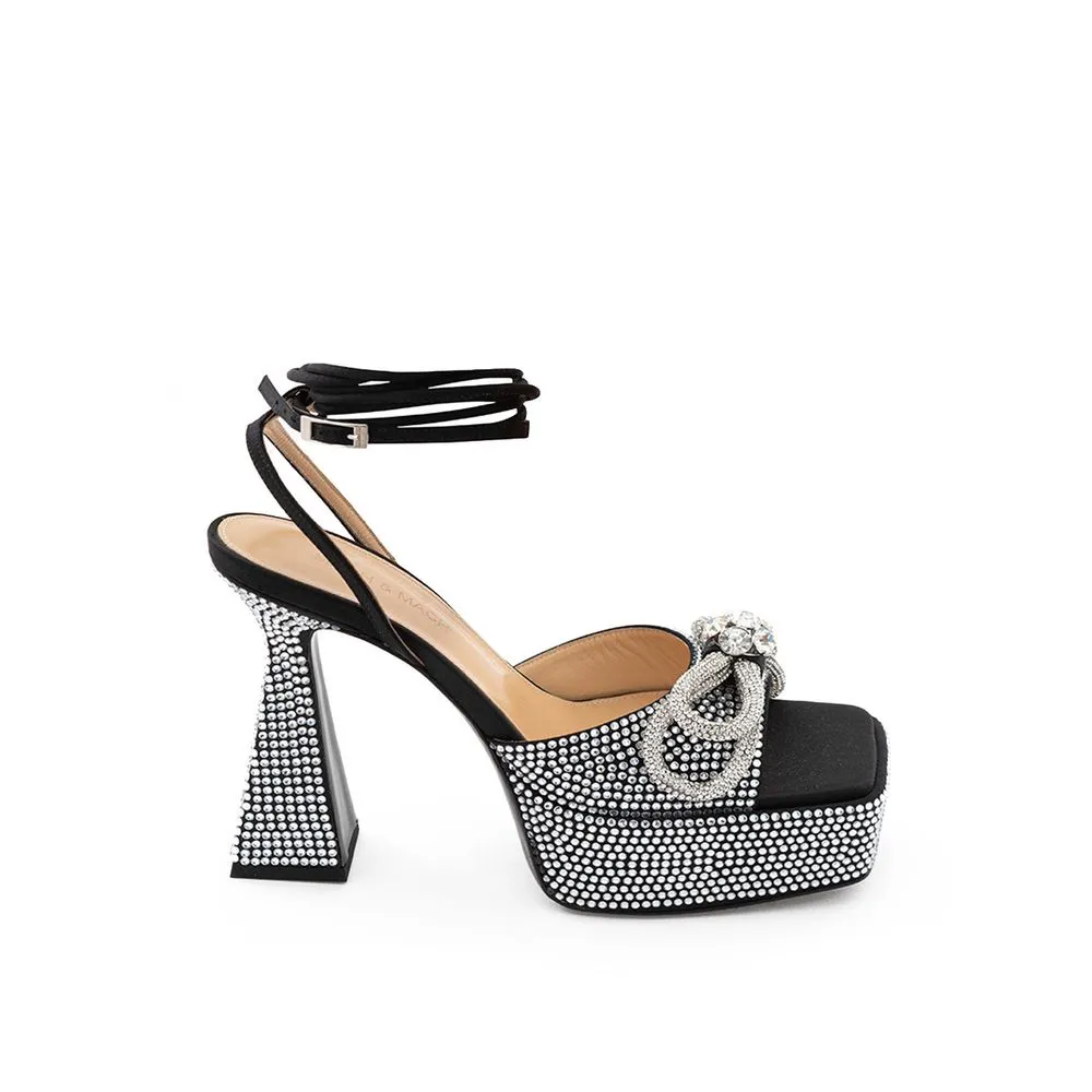 MACH & MACH Women's Chic Black Leather Platforms for Elevated Style