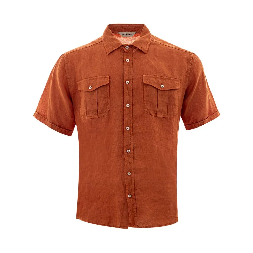 Gran Sasso Men's Elegant Linen Brown Shirt for Men