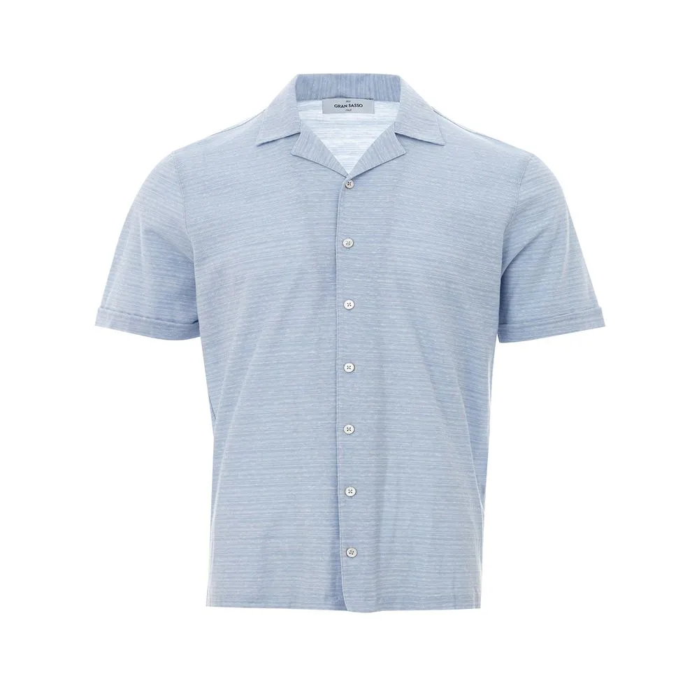 Gran Sasso Men's Elegant Light Blue Linen-Cotton Men's Shirt