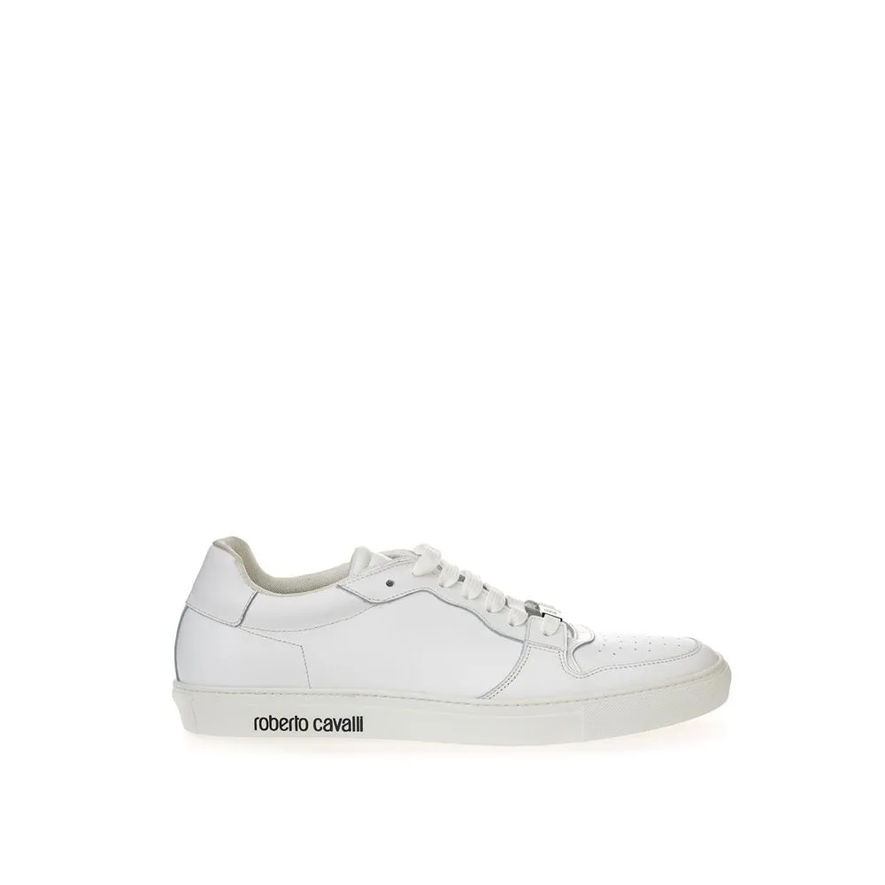 Roberto Cavalli Women's White Leather Sneakers Luxe Footwear