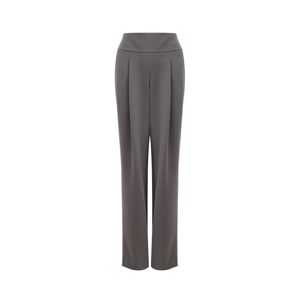 Lardini Women's Chic Gray Wool Trousers for Sophisticated Style