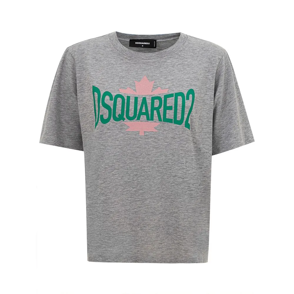 Dsquared² Women's Chic Gray Cotton Tee for the Modern Woman