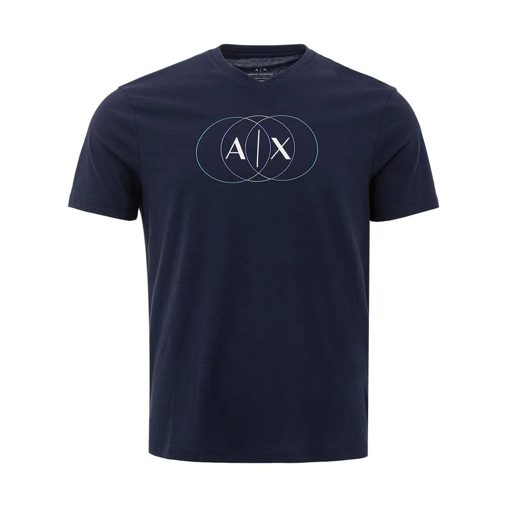 Armani Exchange Men's Sleek Blue Cotton Tee for Men