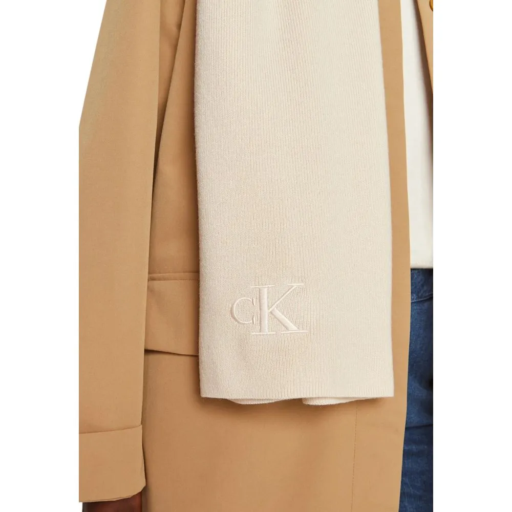 Calvin Klein Women's Cream Polyester Polyester Scarf