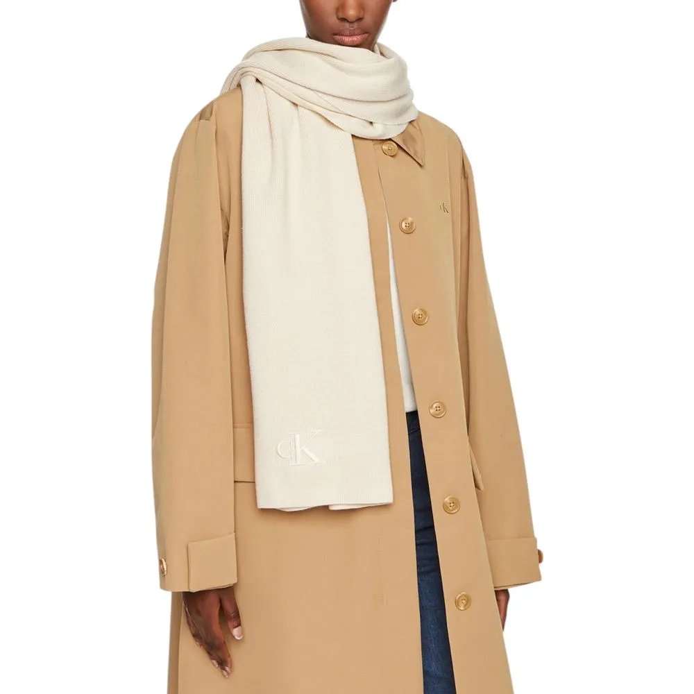 Calvin Klein Women's Cream Polyester Polyester Scarf