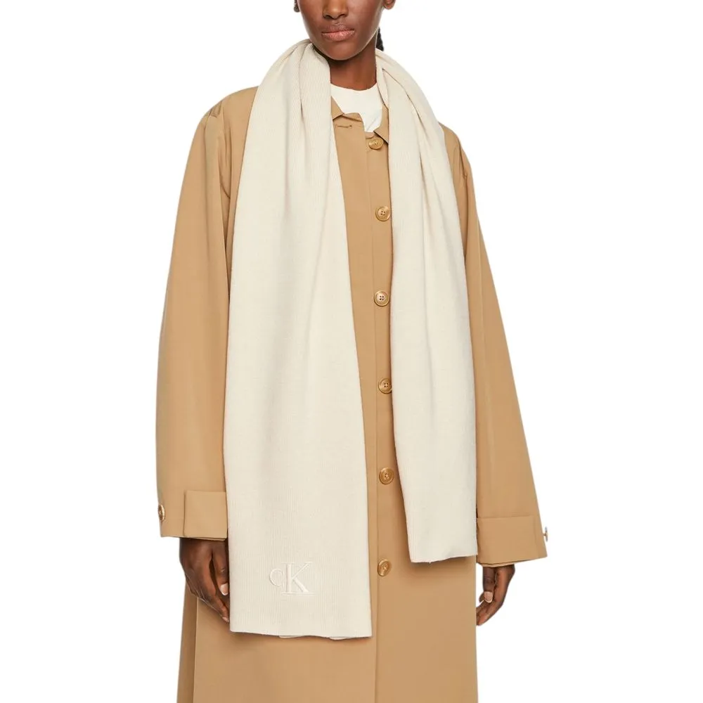 Calvin Klein Women's Cream Polyester Polyester Scarf