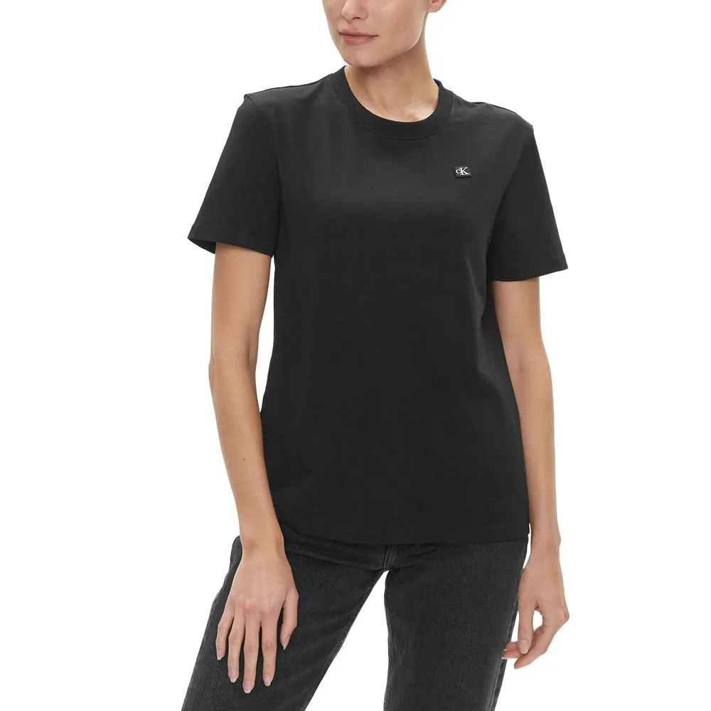 Calvin Klein Jeans Women's Black Cotton Cotton Tops & T-Shirt