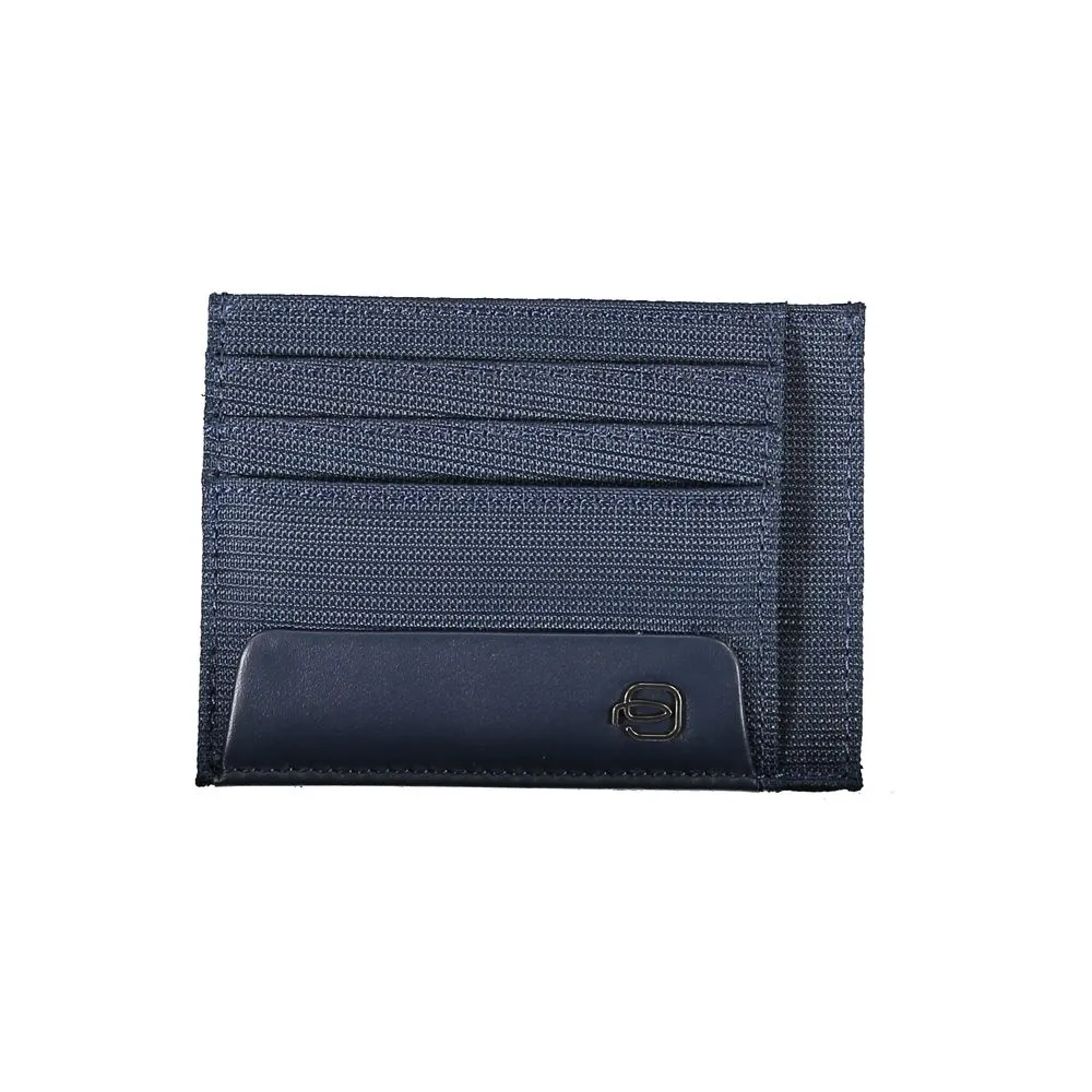 Piquadro Men's Elegant Blue Card Holder with Contrast Details