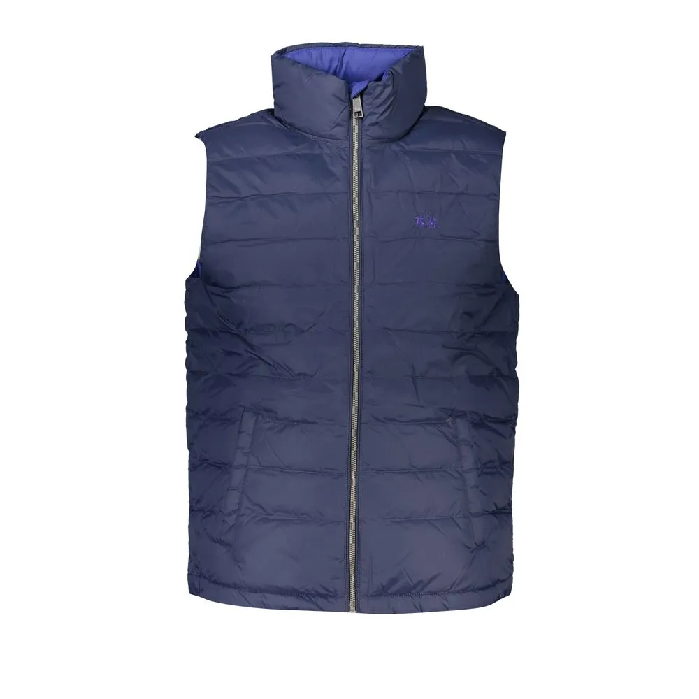 La Martina Men's Sleek Sleeveless Embroidered Blue Jacket